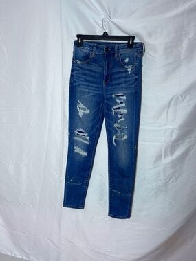 American Eagle Outfitters Distressed Skinny Jeans - Blue